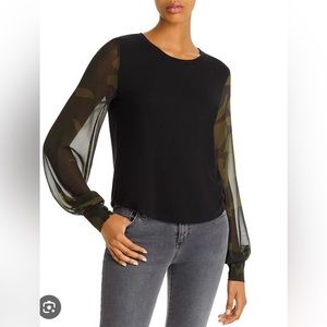 Generation love black & camoflogue sleeve top